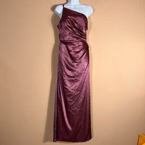 Galina Signature Lined Plum One Shoulder Holiday Maxi Dress